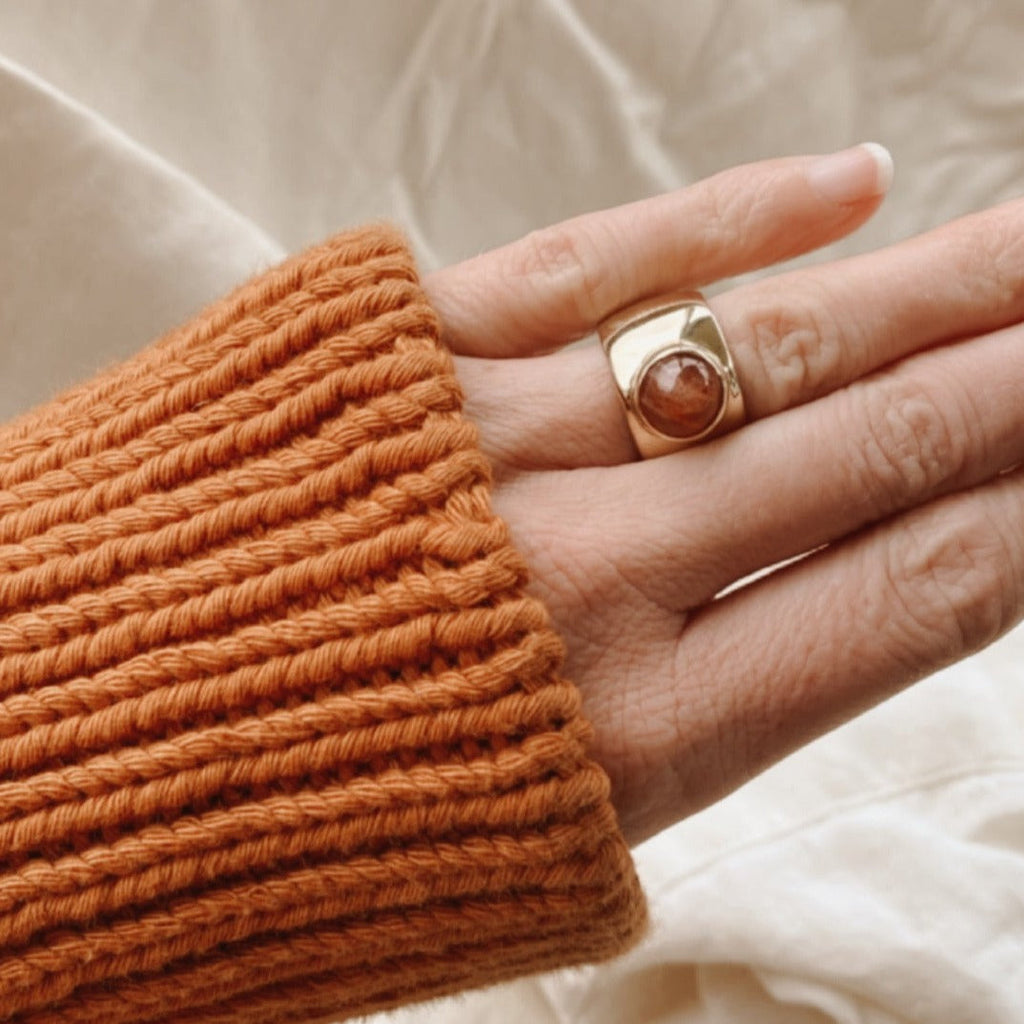 CIGAR BAND BEZEL RING / STERLING SILVER