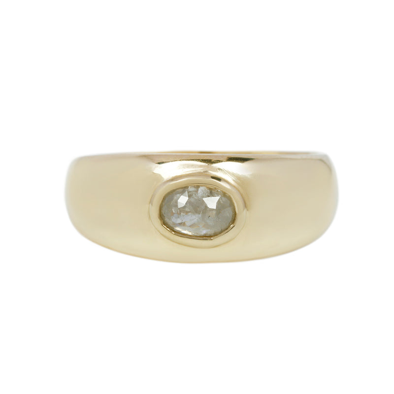 DOMED RING 14K & OVAL DIAMOND / SIZE 9