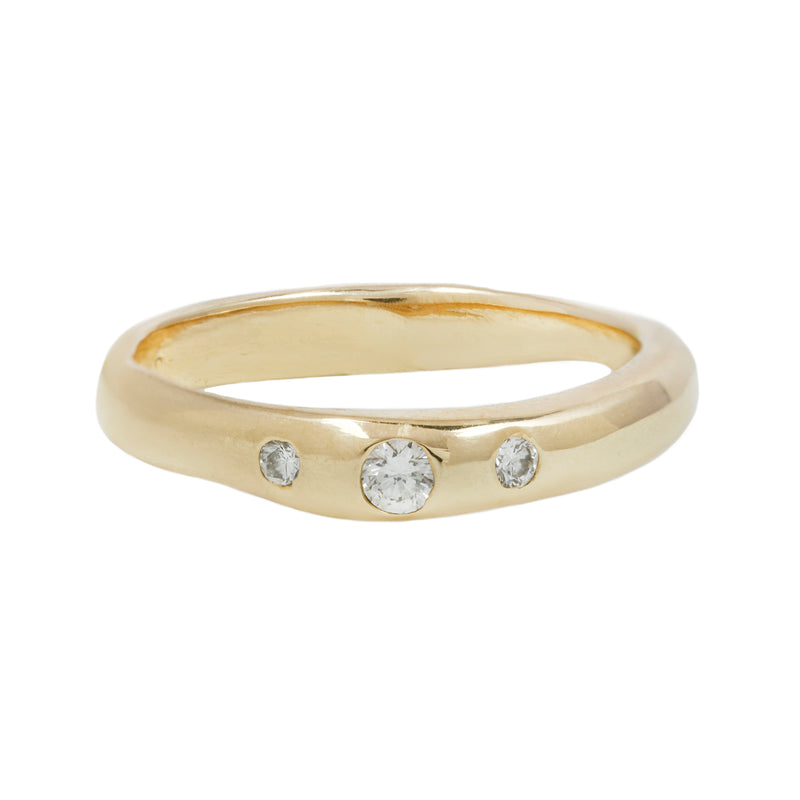 THREE STONE HART RING / 14K & DIAMOND