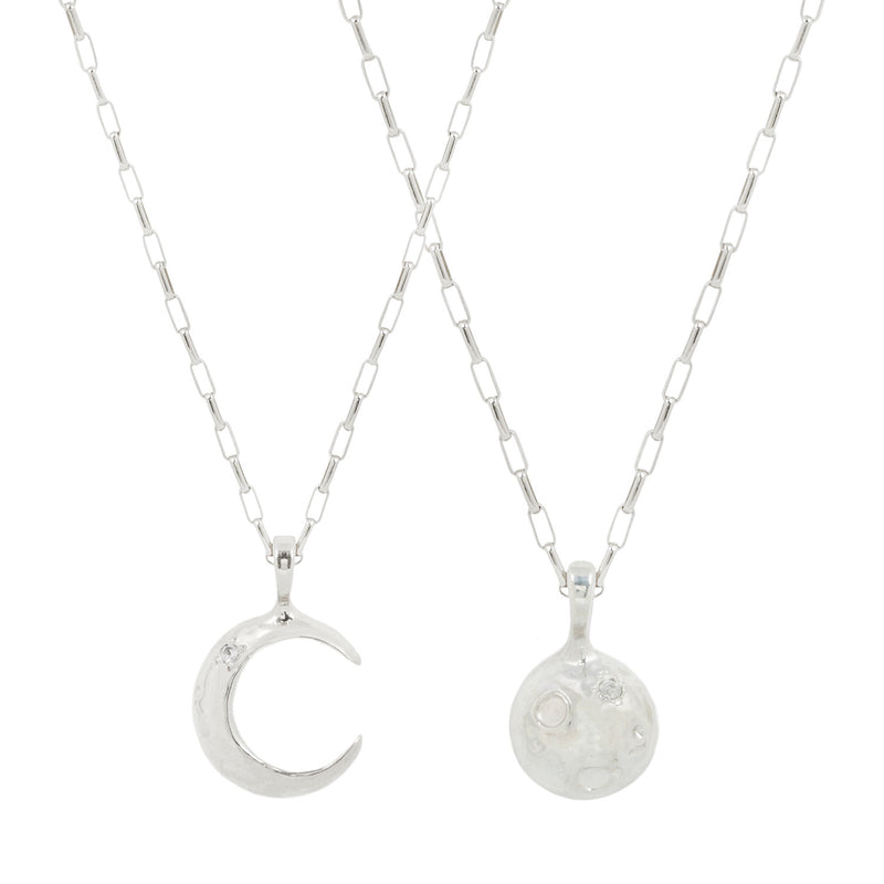 MOON PHASES FRIENDSHIP NECKLACE SET / STERLING SILVER