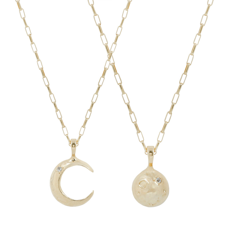 MOON PHASES FRIENDSHIP NECKLACE SET / 14K GOLD