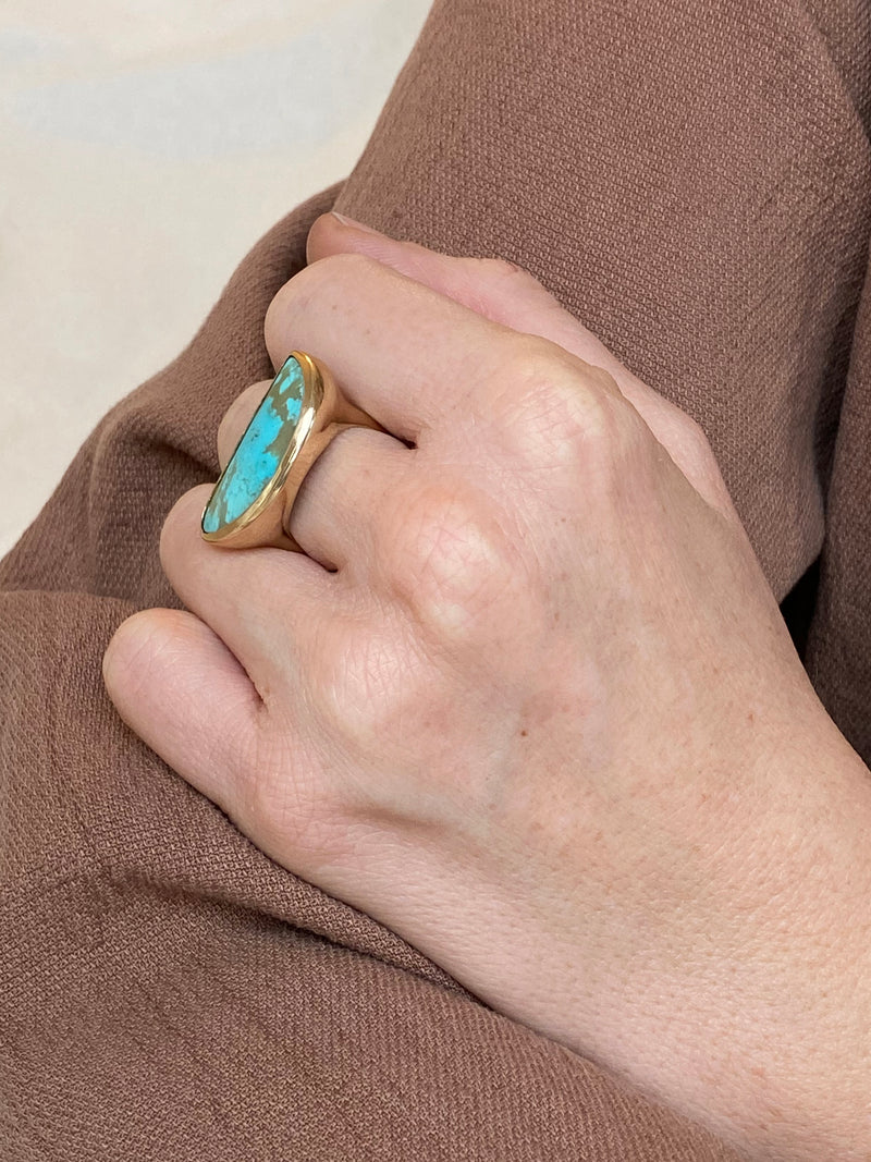 HALF MOON RING / TURQUOISE & 14K