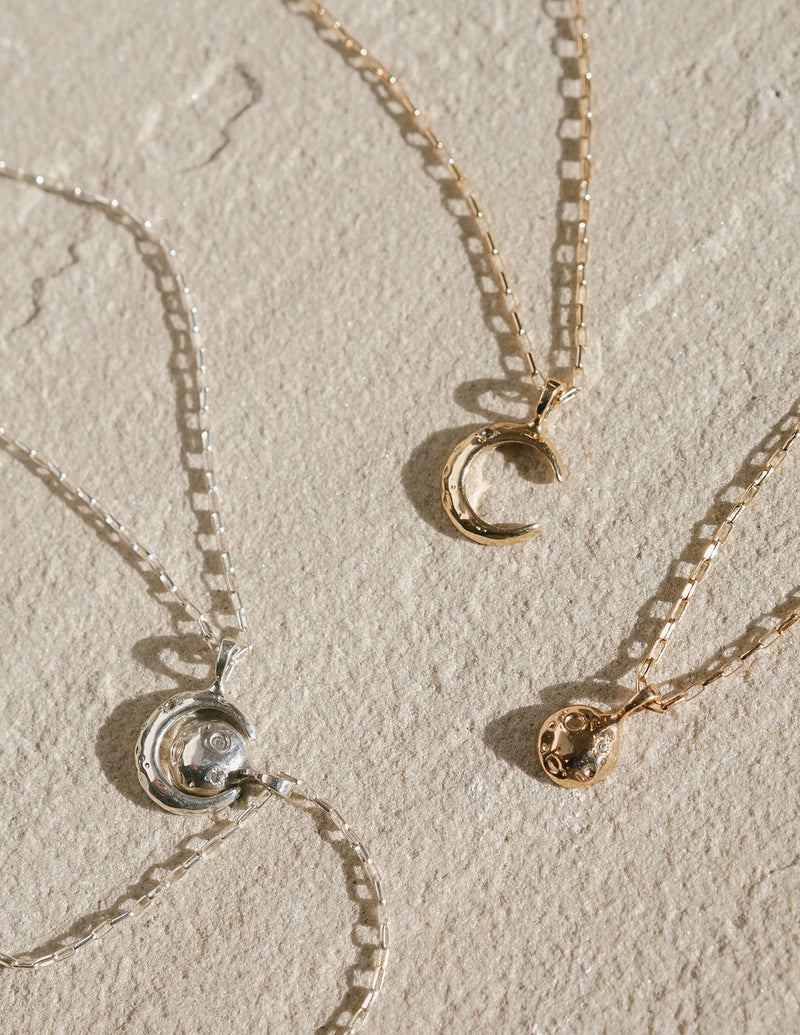 MOON PHASES FRIENDSHIP NECKLACE SET / STERLING SILVER